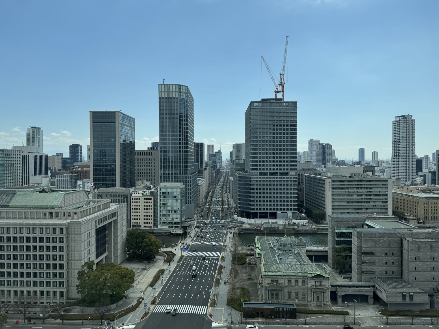 Overlooking the main road in central Osaka, towards Shinsaibashi